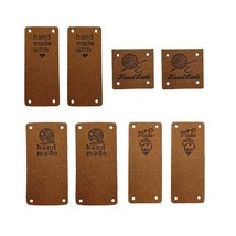 40 Pieces Folding Handmade Leather Labels Handmade Tags Button With Hole... - £14.14 GBP