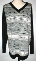 New NWT $290 Womens Max Mara Marina Rinaldi Sport Sweater L Black White Wool LS - £228.33 GBP