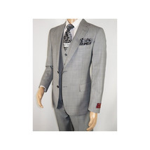 Men Suit BERLUSCONI Turkey 100% Italian Wool Super 180's 3pc Vested #Ber10 Gray image 5