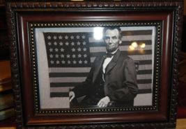 Framed Abraham Lincoln W/ American Flag Background In Vintage Frame 9X7 In - £18.95 GBP