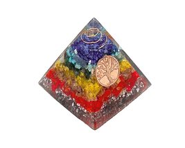 Mia Jewel Shop Tree of Life Rainbow Orgonite Pyramid Chakra Striped Chip Stone I - £15.81 GBP