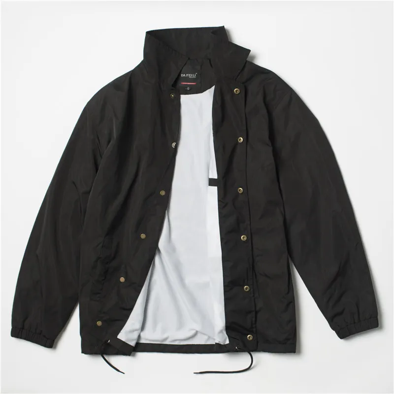 Nylon hip hop streetwear plain black  jacket vintage waterproof lightweight wind - £162.78 GBP