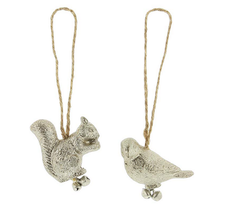 Silver Bird and Squirrel Christmas Ornaments by Silver Tree - £10.58 GBP