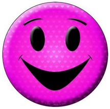 Pink Smiling Face Novelty Metal Circle Sign 12&quot; Wall Decor - DS - £17.39 GBP