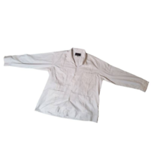 Yuca Chen Mens Button-Up Shirt White Solid Long Sleeve Pockets Embroidered - £14.30 GBP