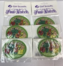 Girl Scouts LOT 6 Eat Healthy 3” Green Fun Patch Fruits &amp; Veggies - £7.90 GBP