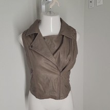Beverly Hill Polo Club Zip Up Faux Leather Vest ~ Sz M ~ Brown ~ Sleeveless - £17.69 GBP