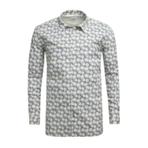 Serge Blanco Floral Beige Navy Long Sleeve Shirt Classic Fit Italian, Si... - £27.26 GBP