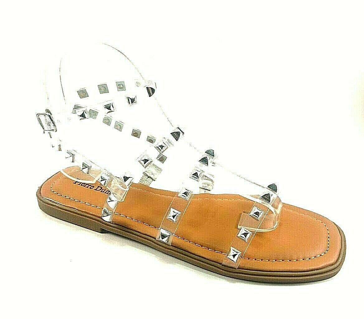 Pierre Dumas Empress-13 Lucite Strappy Studded Gladiator Flat  Sandal - $19.50