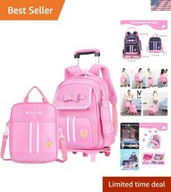 Water-Resistant Girls&#39; Trolley Backpack with Wheels &amp; Lunch Bag - 17L Ca... - $59.50