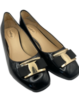 Trotter Women&#39;s Low Pumps Black Patent Leather with Goldtone Buckles 7W - €40,78 EUR