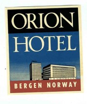 Orion Hotel Luggage Label Bergen Norway  - $9.90