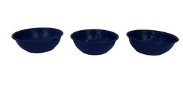 Vtg Enamel Bowl  Tin Camping Tailgate Retro White Specks Cobalt Blue set 3 - £13.38 GBP