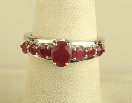 Vintage Sterling Silver 925 Signed BBJ Half Eternity Ruby Accent Ring - £48.35 GBP