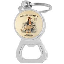Be Kind to Animals Bottle Opener Keychain - Metal Beer Bar Tool Key Ring - £8.59 GBP