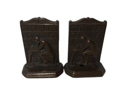 Vtg  Bronze Bookends Scholar Early American  Professor Desk Library Read... - £36.49 GBP