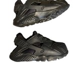Nike Boys Air Huarache 704950-016 Black Leather Lace Up Running Shoes Si... - $18.50