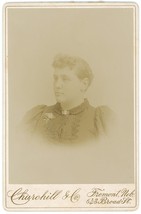Circa 1890&#39;S Cabinet Card Woman Victorian Dress Churchhill &amp; Co Fremont, Ne - £7.55 GBP