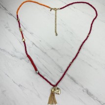 Chico&#39;s Pink and Orange Beaded Gold Tone Long Necklace - £15.56 GBP