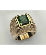 Emerald Cut Simulated Diamond Men's Ring, 14k Yellow Gold Plated - $149.99