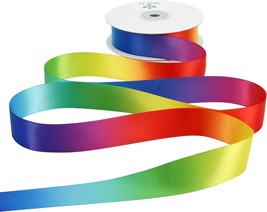 Satin Ribbon 1 inch Rainbow Ribbon Rainbow Satin Ribbon Color Ribbon Neon Ribbon - £27.60 GBP