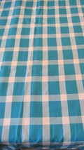 &quot;&quot;DARK AQUA BLUE (TEAL) AND WHITE PLAID FABRIC&quot; - 4 YARDS - TABLECLOTH -... - £10.11 GBP