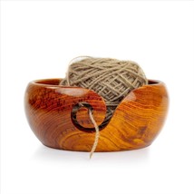 Solid Dark Hard Wood Crafted Wooden Portable Yarn Bowl | Knitting | Croc... - $26.97