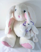 Fordlet Intl 1995 Plush White Easter Bunny Rabbit Mom with Baby Stuffed Toy - £10.40 GBP