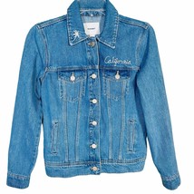 Denim Jacket w/ Embroidery Palm Tree + California XS Blue - £19.34 GBP