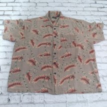 George Button Up Shirt Mens XL Beige Floral Tropical Hawaiian Silk Blend - £14.11 GBP
