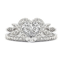 3.5Ct Cuore Diamanti Finti Placcato Oro Bianco Halo Fidanzamento Fede Nuziale Di - £125.14 GBP