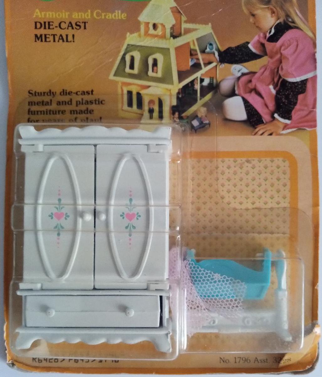 Image 1 of The Littles Pretend Play Doll House Furniture Amoir Baby Cradle Die Cast Metal