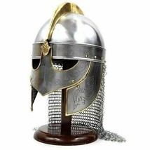 Medievale Viking Casco Con Maglia Metallica - Crusader Warrior Armor Knight 18g - £93.21 GBP