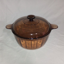 1980s Corning Ware Visions Amber Glass Cookware 4.5L 5Qt Dutch Oven Stock Pot - £28.43 GBP