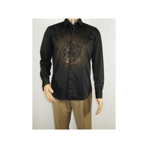 Mens CEREMONIA Shirt 100% Cotton Medusa Medallion Rhine Stones #stn 15 vrs black image 7
