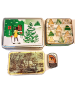 Distressed Used Christmas Cookie TIN LOT Planters Currier &amp; Ives Winter ... - $3.88