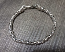 925 Sterling Silver Byzantine Bali Chain Bracelet 7.5 In Free Shipping - £50.35 GBP