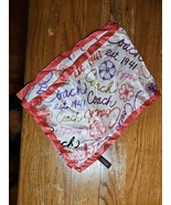 Vintage Coach Script Signature Silk Scarf  10&quot; x 56&quot; Pink Floral - $39.55
