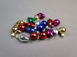 Mini Christmas Ornaments Multicolor Mercury Glass Light Bulbs &amp; Balls Lot of 19 - £18.34 GBP