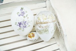 Early Victorian Hand Painted Hand Blown Milk Glass Easter Egg Lot  3 X - £34.70 GBP