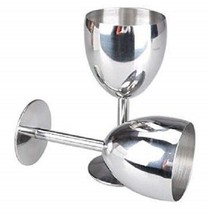 Stainless Steel Stylish Goblet Wine Glass Set Of 2 Best Quality Free Shipping - £15.37 GBP