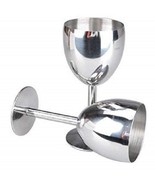 Stainless Steel Stylish Goblet Wine Glass Set Of 2 BEST QUALITY FREE SHI... - £15.14 GBP