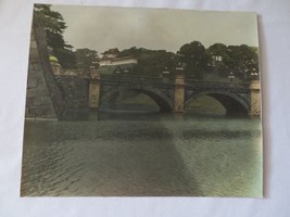 Vintage Japanese bridge Hand Painted photograph 1940&#39;s  9.5&quot; x 11.5&quot; - £78.66 GBP