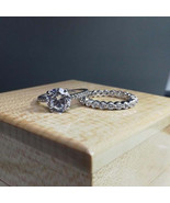 Solid 14K White Gold 3.50Ct Round White Moissanite Engagement Ring Set i... - £261.12 GBP