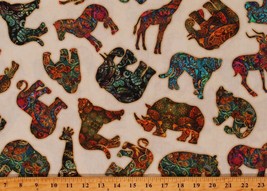 Cotton Safari African Elephants Animals Cream Fabric Print by the Yard D378.37 - £10.34 GBP