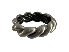 Gun Metal Tone Bracelet Clamper Bangle Twisted Rope Design - £15.00 GBP