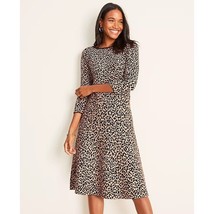 NWT Women Size XS Ann Taylor Black Tan Cheetah Print Fit and Flare Sweater Dress - £30.96 GBP