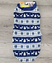 Fetchwear Large Fleece Blue White Reindeer Dog Sweater - £8.08 GBP