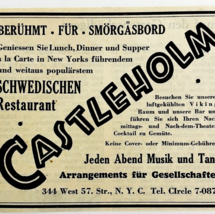 1945 WW2 German-USA Swedish Restaurant Advertisement Castleholm NYC C94D - $565.25 MXN