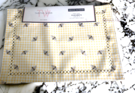 Tabitha Webb Bumblebee Bees Spring Placemats Gingham Plaid Yellow Cut Work - £35.02 GBP